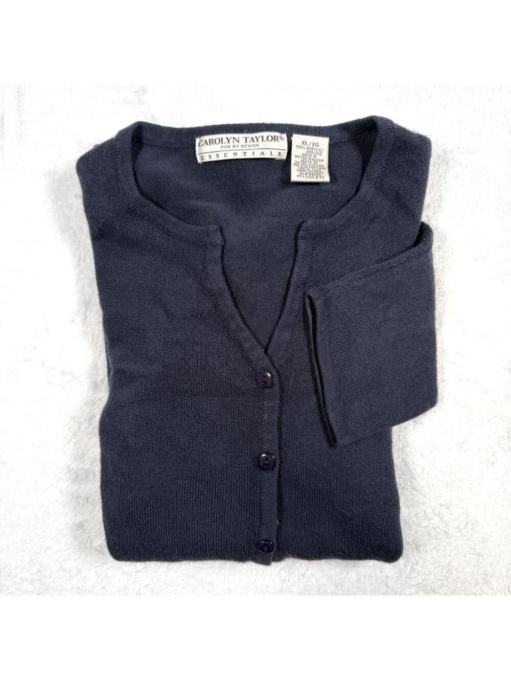 Carolyn Taylor Cardigan Women’s XL Navy Soft Knit Super Soft Feel Classic